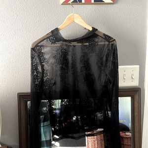 Forever 21 Large floral detail black lace top